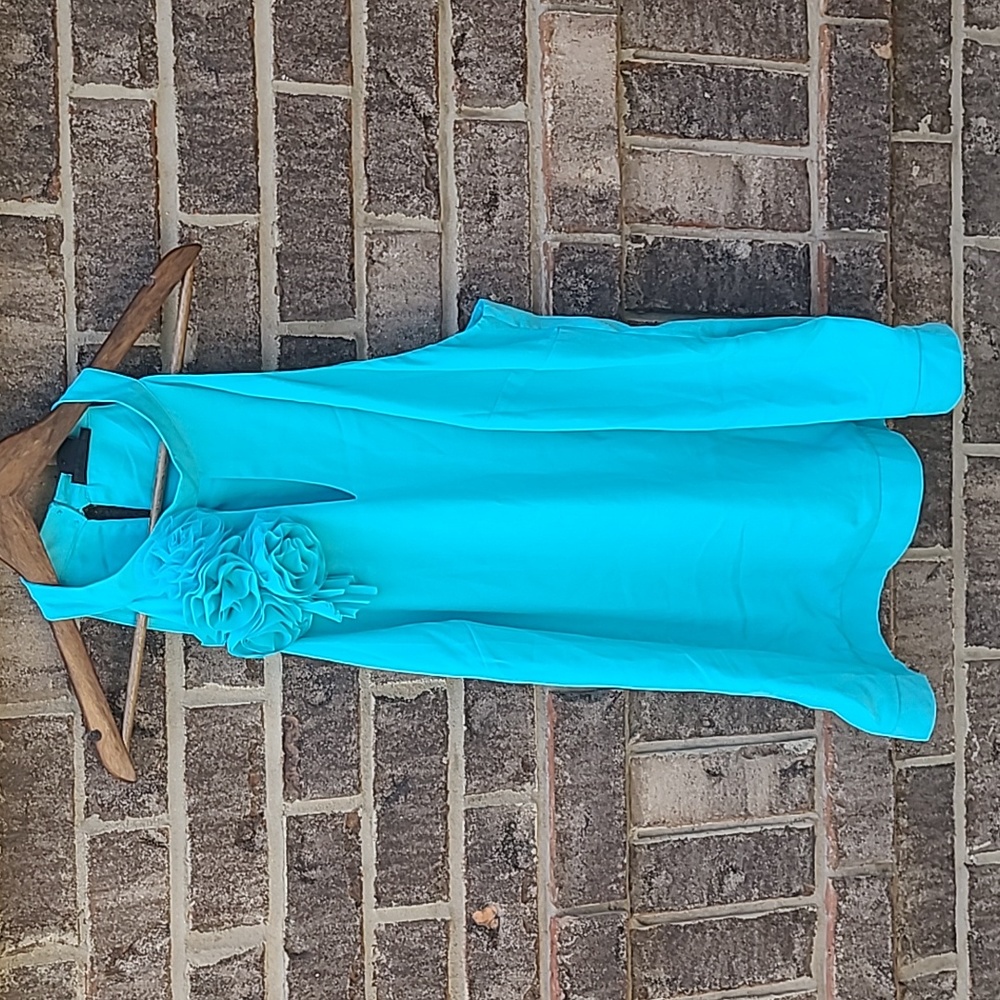 City Chic Aqua Blue Sleeveless Top with Flower Rosette Size Large